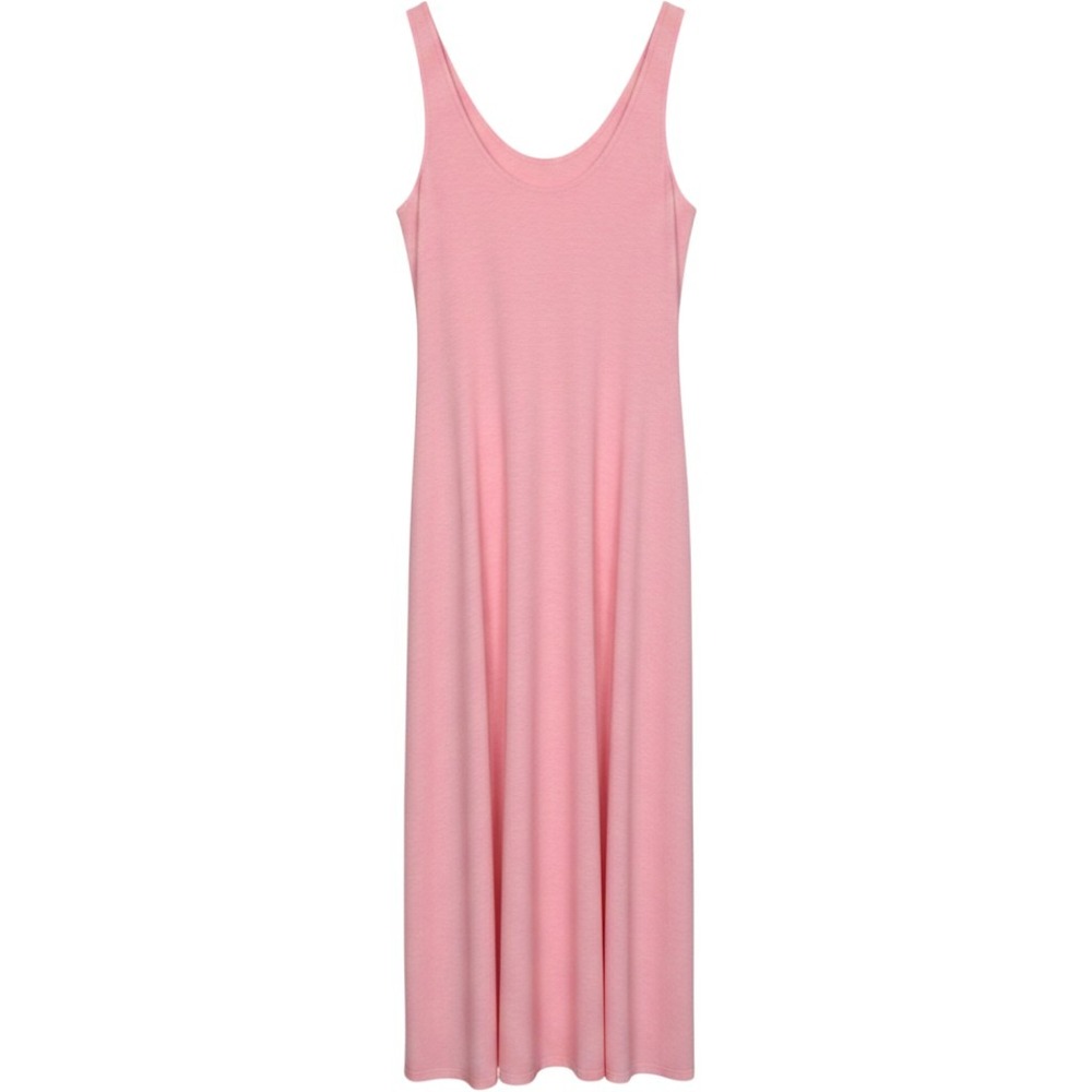 Halara Womens Maxi Dress M Pink Sleeveless V-Neck Side Slit Jersey Knit